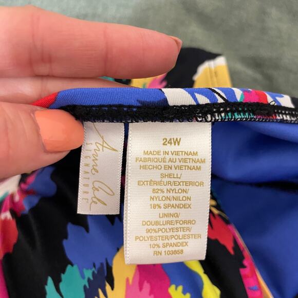 Anne Cole Floral Standard Twist Front Shirred One Piece Bathing Suit Plus Sz 24W - Picture 4 of 4